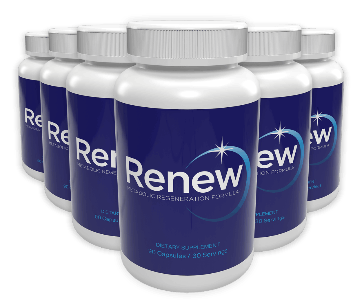 Bottle of RENEW Supplement: Natural Formula for Restful Sleep and Enhanced Fat Burning.
